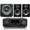 SoundBase with Prime Bookshelf Speaker and Subwoofer in Premium Black Ash